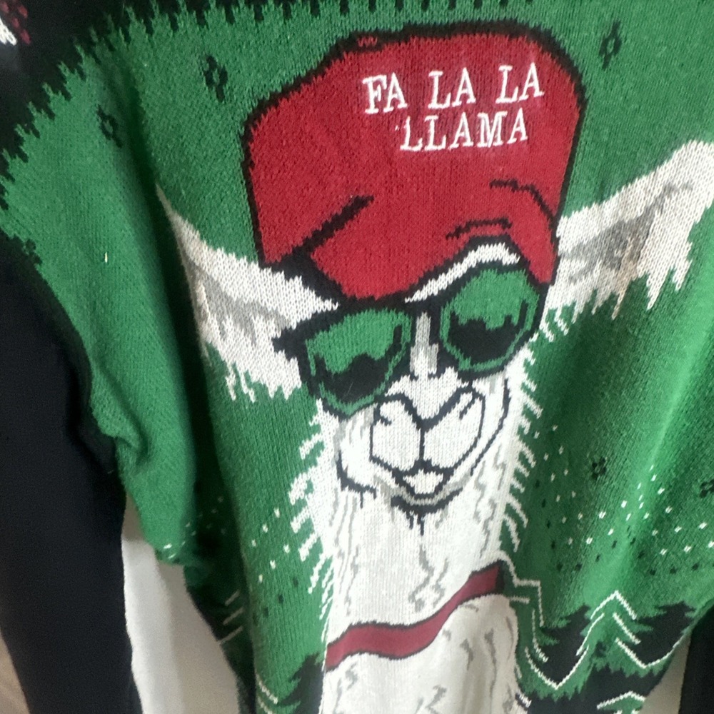Ugly Christmas Sweater "Fa La La Llama" Llama in Hat Size XL - Picture 4 of 8